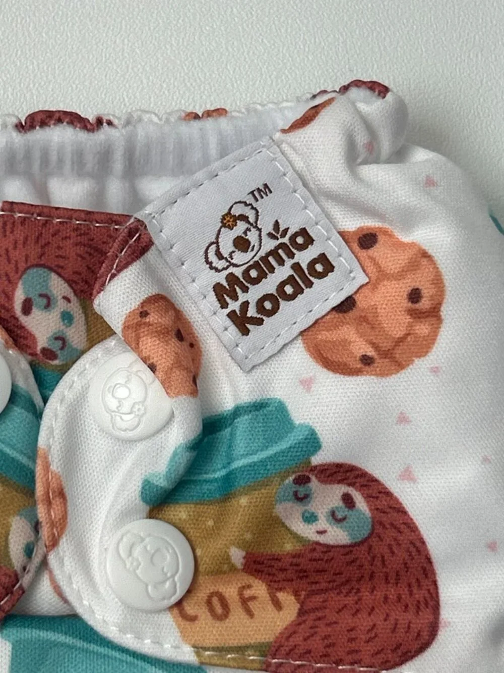 Mama Koala Coffee Sloth Cookie Pocket Cloth Diaper OS No Insert NEW